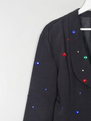 Women's Black & Colourful Embellished Vintage Jacket S - The Harlequin