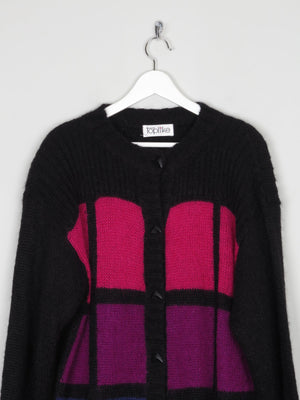 Women's Black & Pink Oversized Mohair Vintage Cardigan S-L - The Harlequin