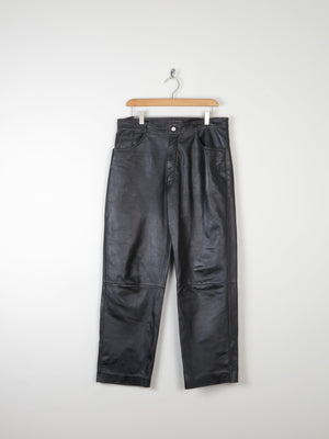 Women’s Black Leather Cropped Trousers 32" - The Harlequin