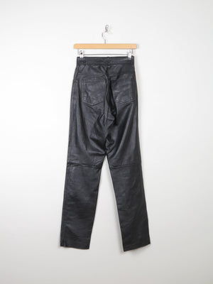 Women’s Black Leather High Waisted Trousers 6 26"32L - The Harlequin