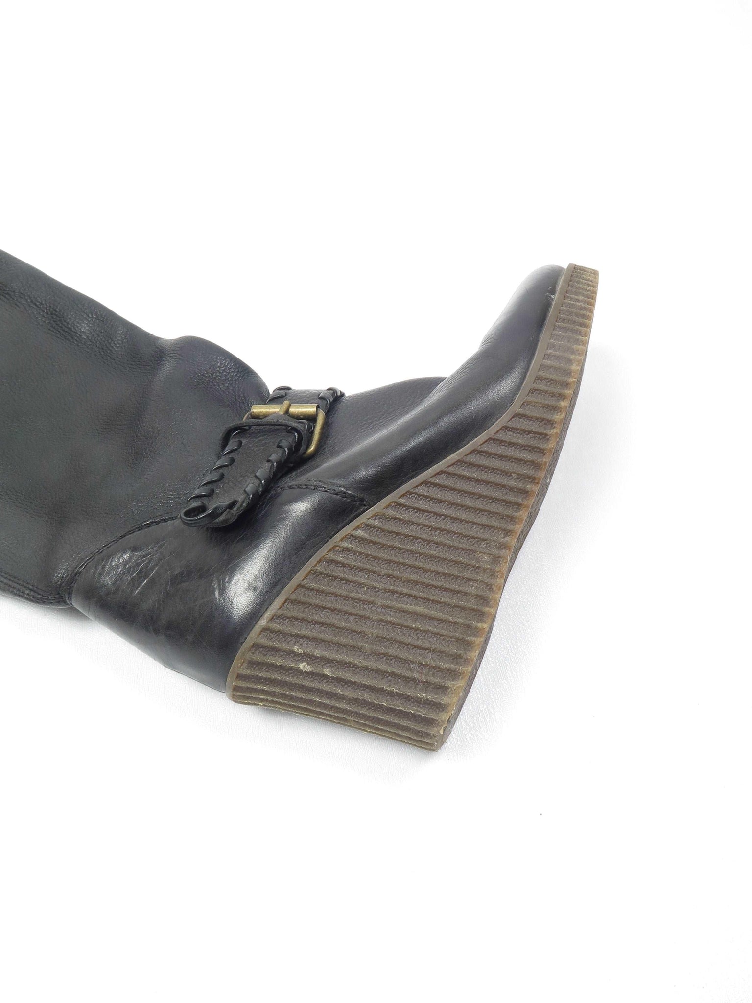 Women’s Black Leather Platform Boots UK5 Euro 38 - The Harlequin