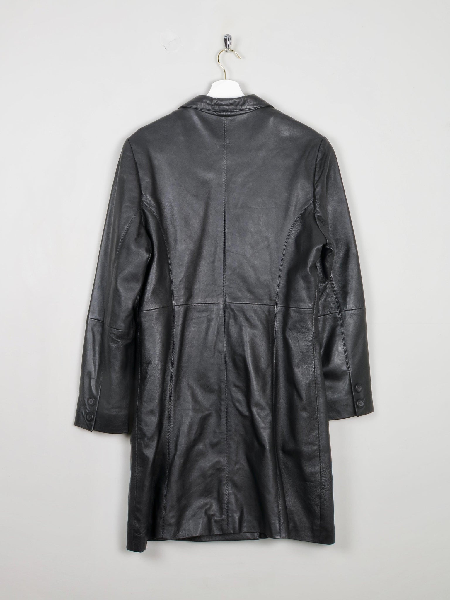Women's Black Leather Short Coat M - The Harlequin