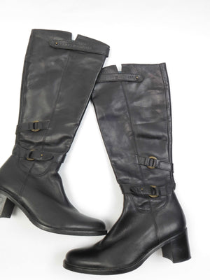 Black Leather Tommy Hilfiger Boots 7 UK 40 Eu - The Harlequin