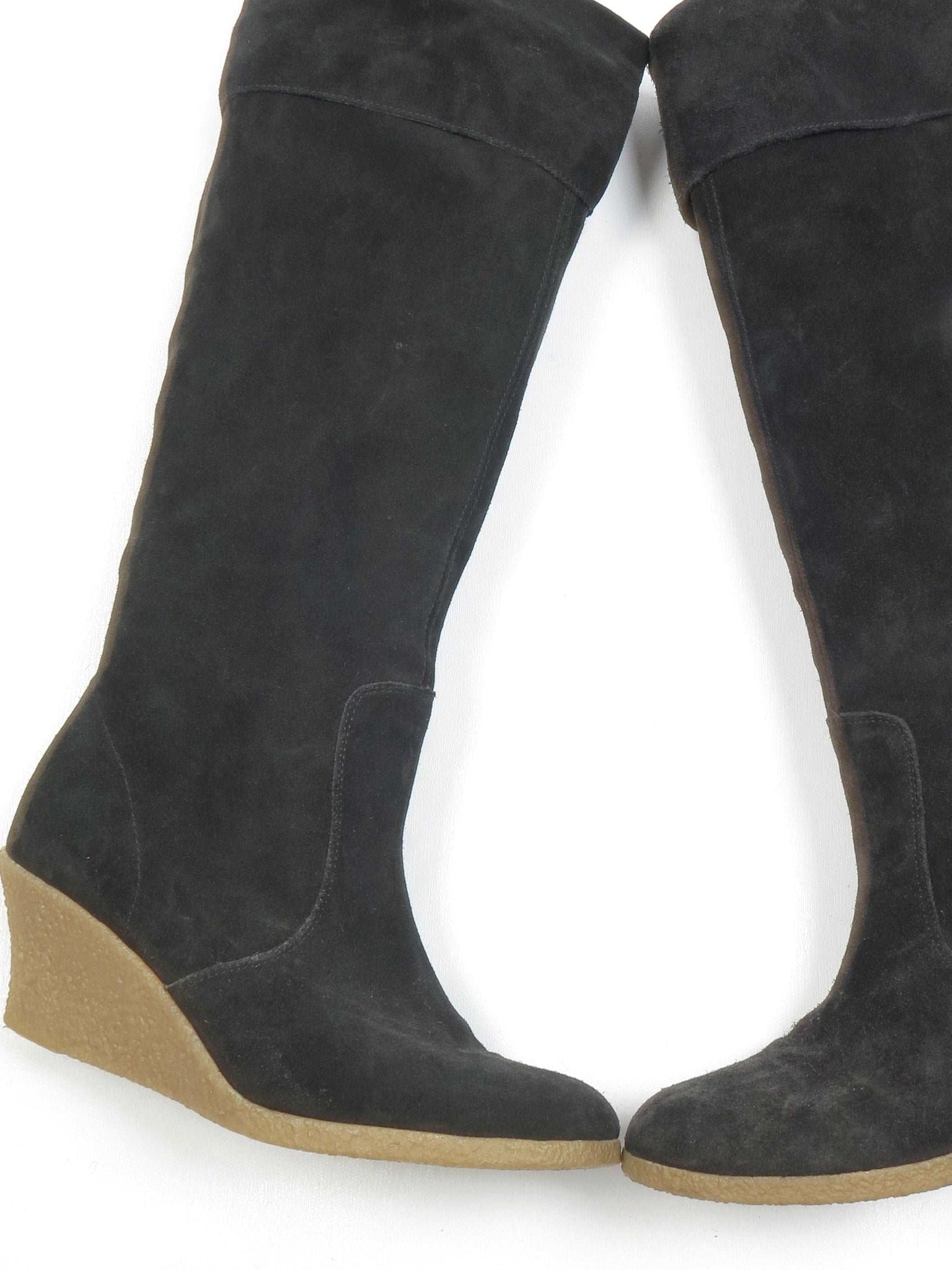 Inky Black LK Bennett Suede Wedge Sole Boots 40/7 - The Harlequin