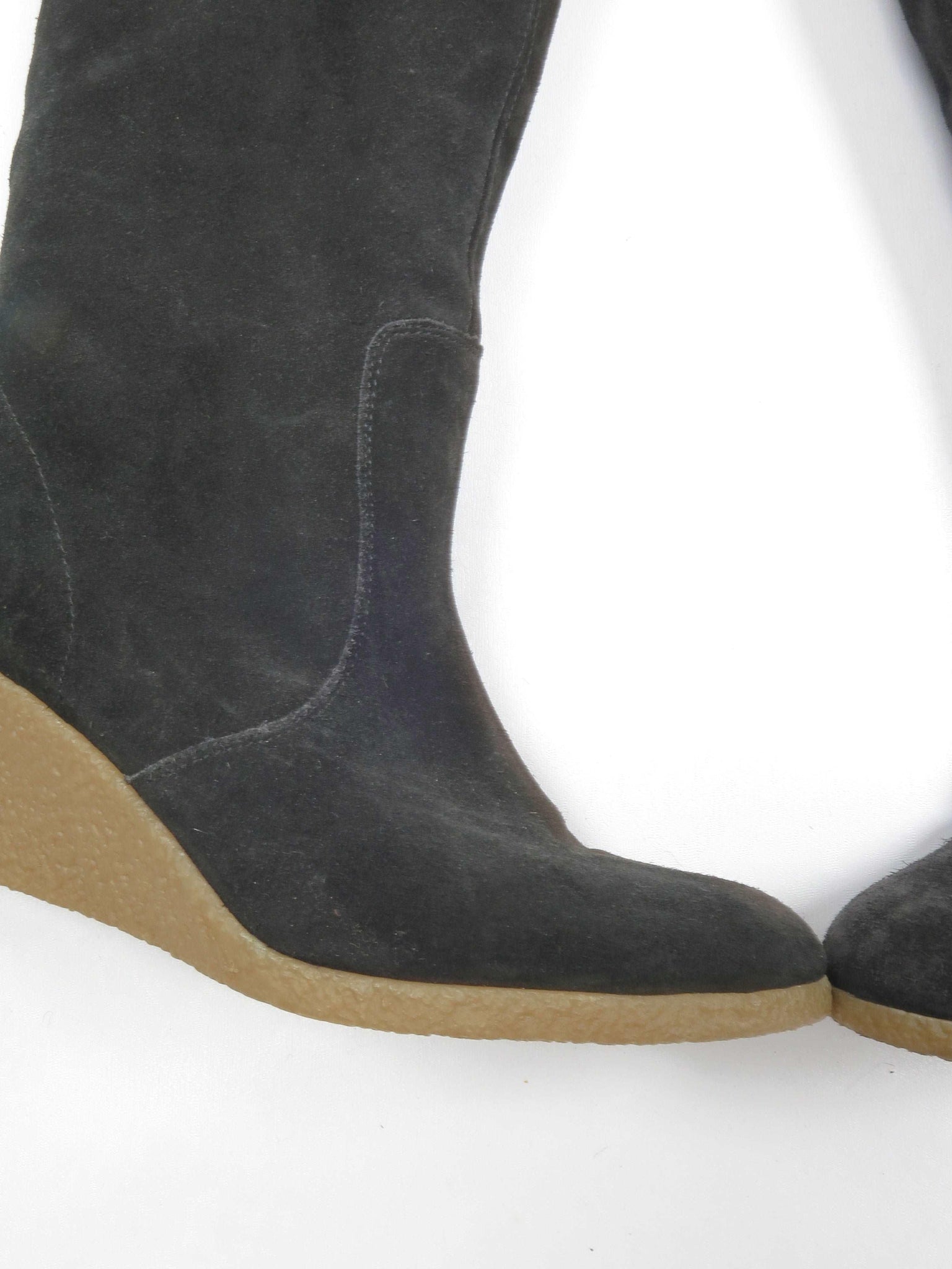 Inky Black LK Bennett Suede Wedge Sole Boots 40/7 - The Harlequin
