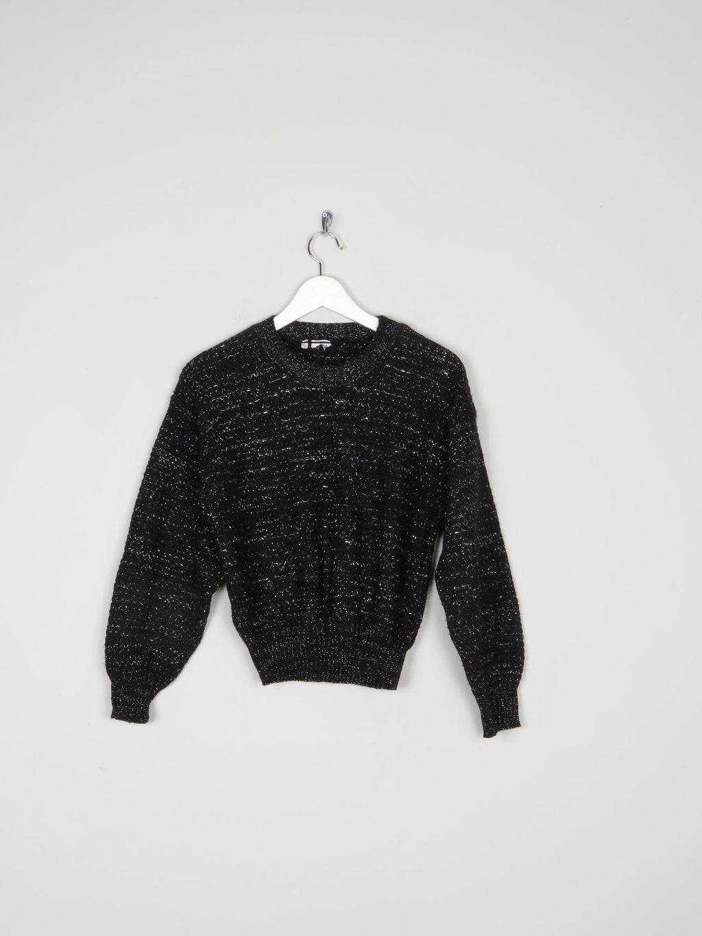 Women’s Black Lurex & Knitted Cropped Jumper S - The Harlequin