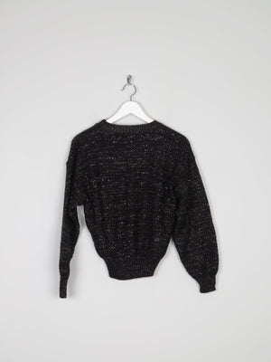 Women’s Black Lurex & Knitted Cropped Jumper S - The Harlequin