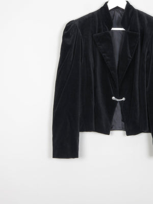 Women’s Black Vintage Cropped Velvet Jacket M - The Harlequin