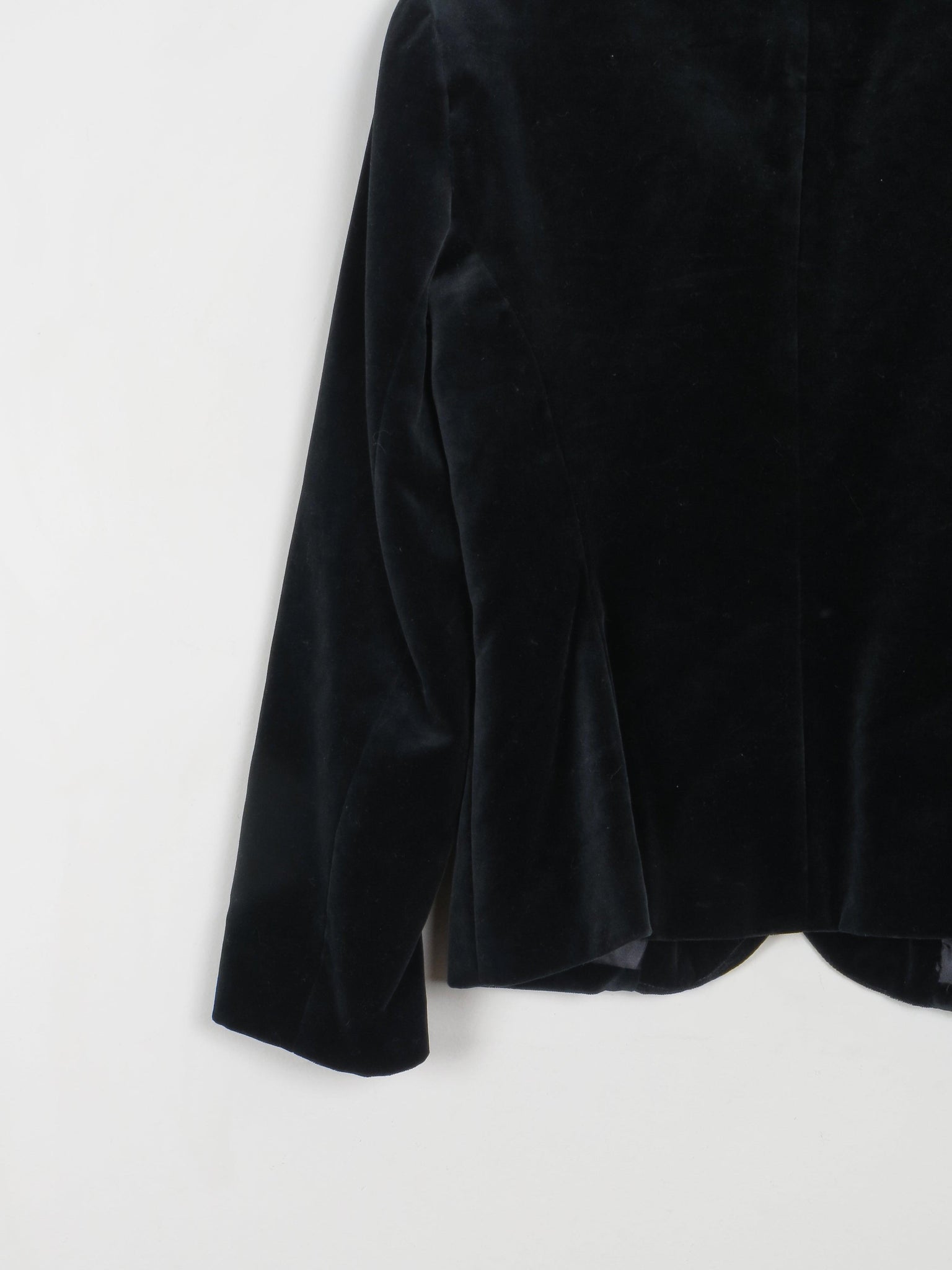 Women's Black Vintage Velvet Collarless Jacket S - The Harlequin