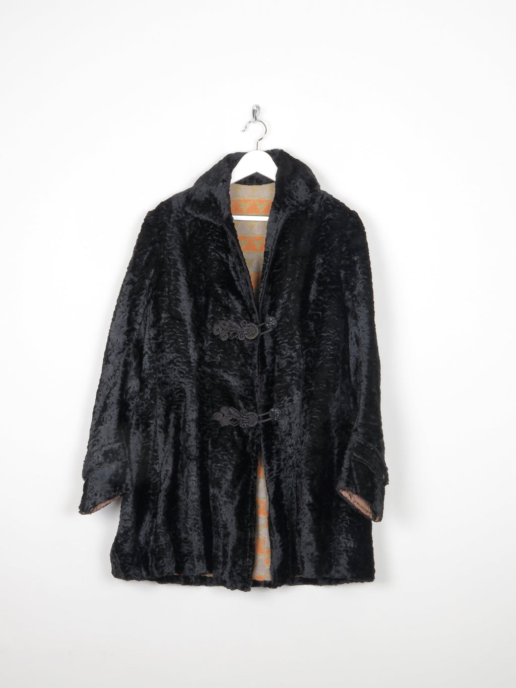 Women's Black Vintage Velvet Crushed Long Jacket 10/12 - The Harlequin