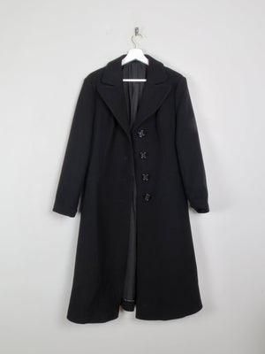 Women's Black Wool 1970s Coat 12/14 - The Harlequin
