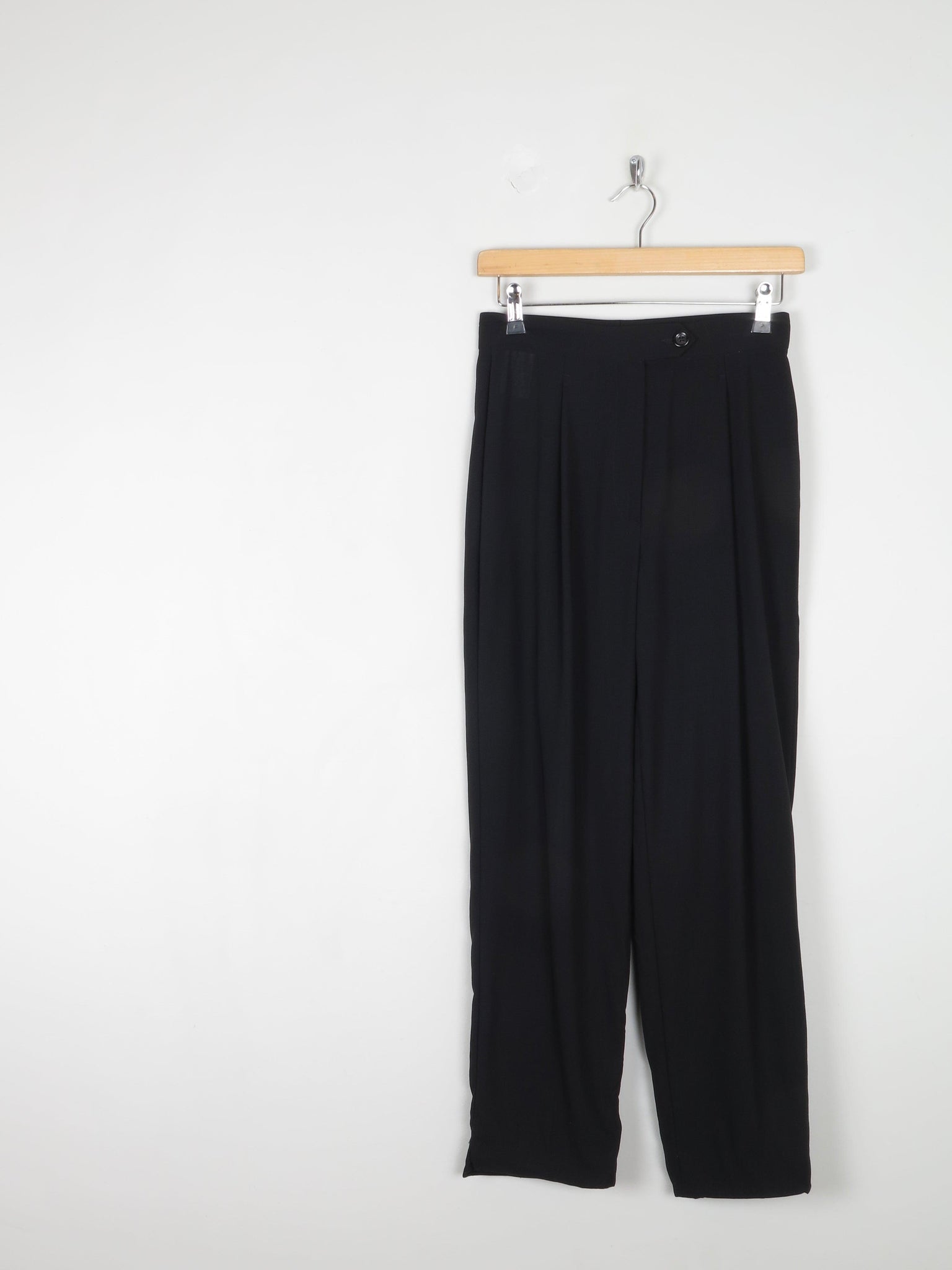 Women's Black Wool Designer Rene Lezard  High Waisted Trousers 26"W/XS - The Harlequin