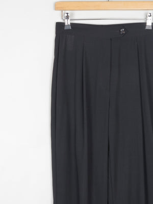 Women's Black Wool Designer Rene Lezard  High Waisted Trousers 26"W/XS - The Harlequin