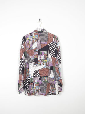Women's Blouse With Collar & Graphic Print Oversized Style M/L - The Harlequin