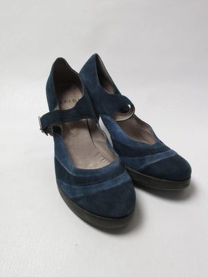Women's Blue & Navy Mary Jane Suede Shoes 41 - The Harlequin