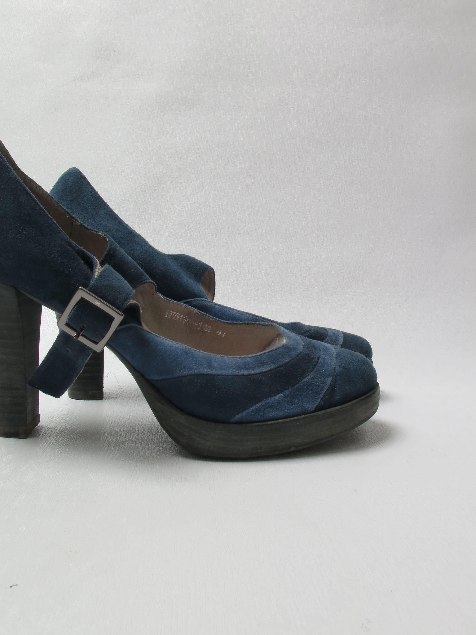 Women's Blue & Navy Mary Jane Suede Shoes 41 - The Harlequin