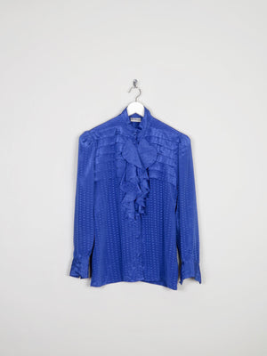 Women’s Electric Blue Betty Barclay Vintage Blouse With Frills 10 - The Harlequin
