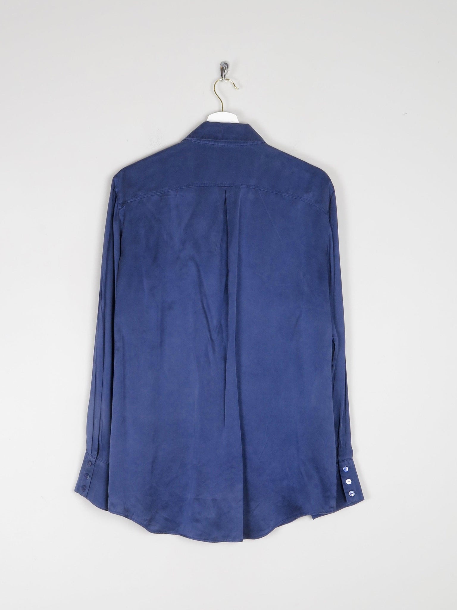 Women's Blue Silk Long Sleeved Blouse S/M - The Harlequin