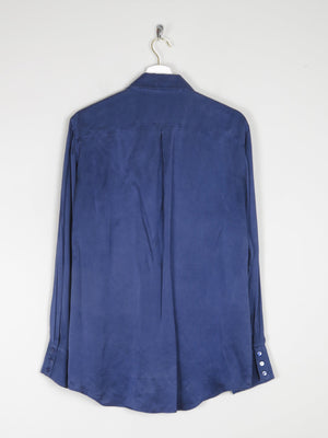 Women's Blue Silk Long Sleeved Blouse S/M - The Harlequin