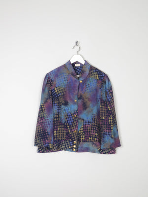 Women’s Blue Vintage Blouse With Prints L - The Harlequin