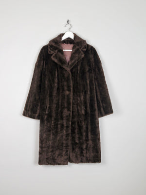 Women's Brown 1960s Faux Fur 3/4 length Coat S - The Harlequin