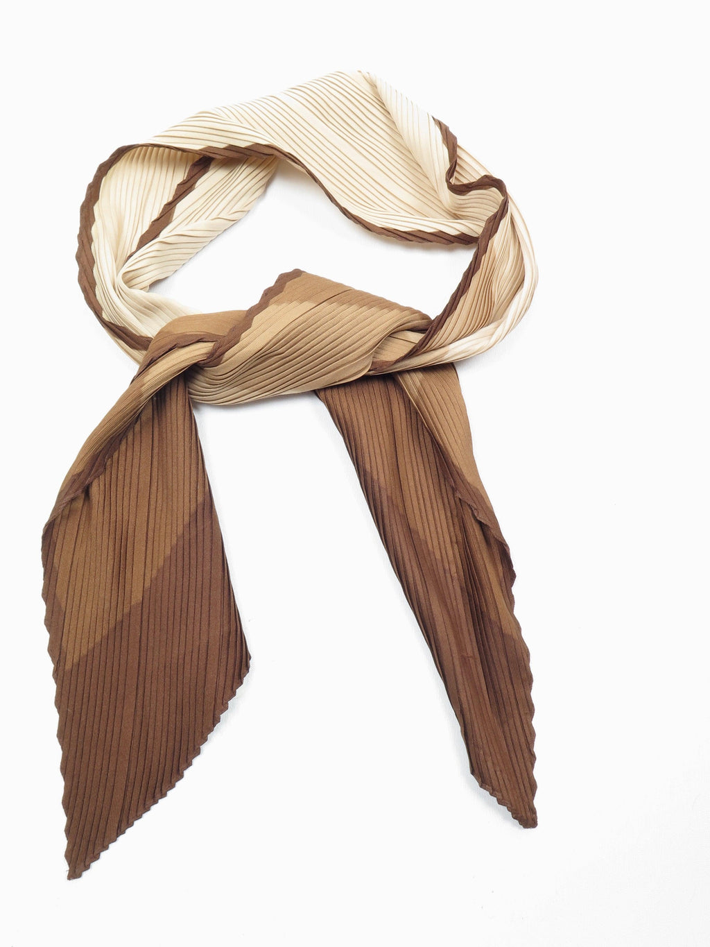 Women's Brown Cream & Brown Pleated Neck Scarf - The Harlequin