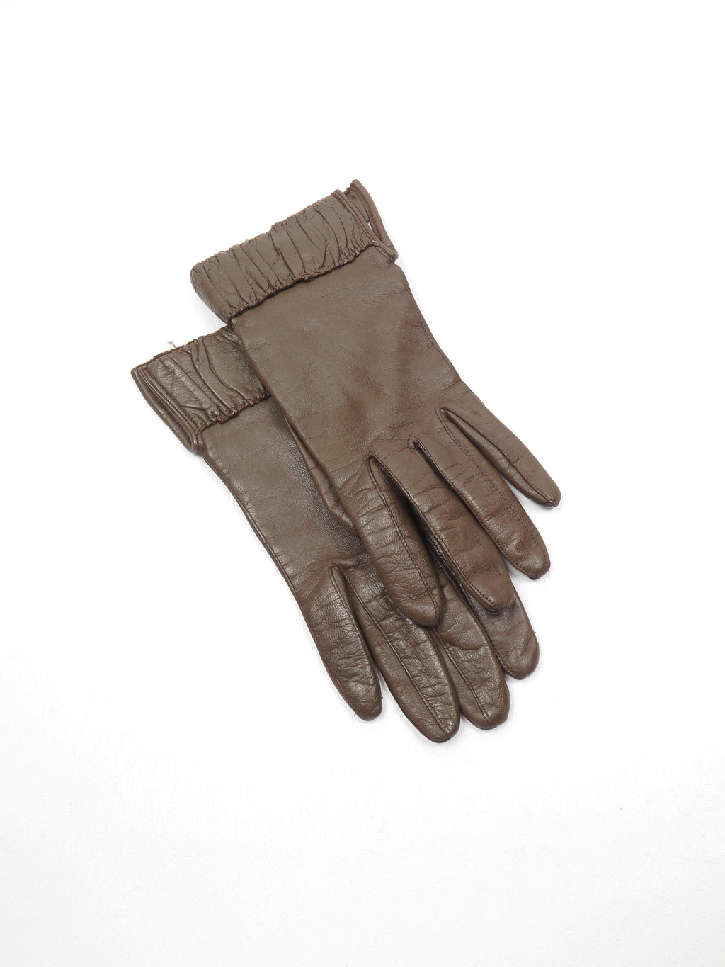 Women's Brown Leather Vintage Gloves 6 3/4s S/M Approx - The Harlequin