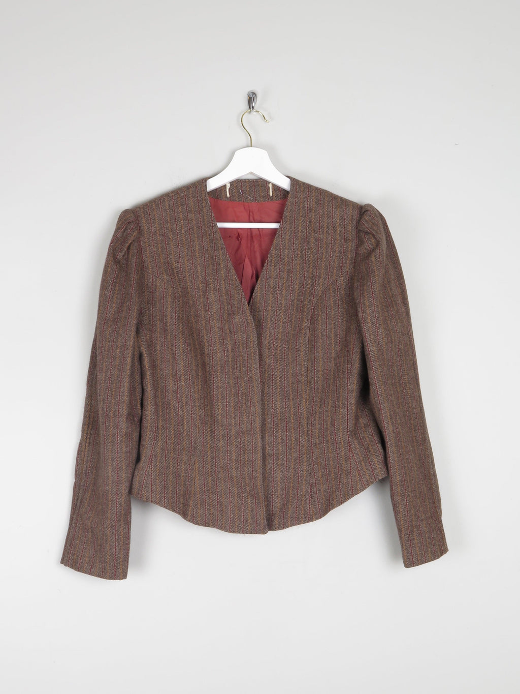 Women's Brown Tweed Fitted Cropped Jacket 10/12 - The Harlequin