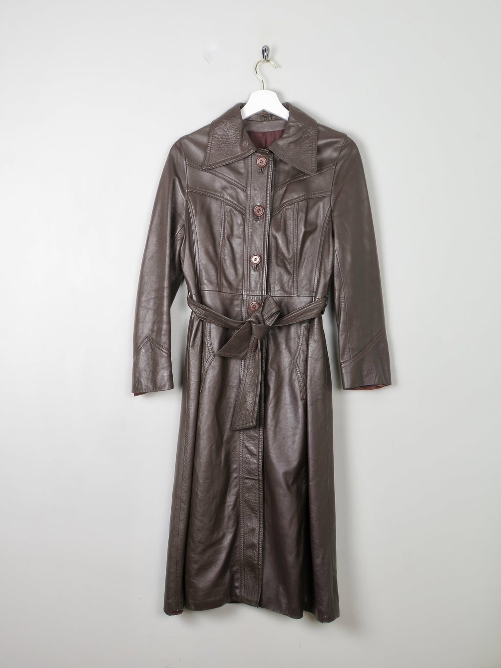 Women's  Brown Vintage Leather Coat 1970s XS/S - The Harlequin