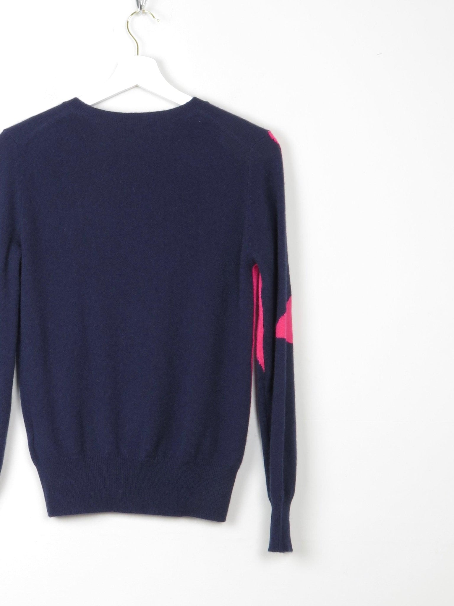Women’s  Cashmere M&S Navy With Pink Star Jumper XS 6/8 - The Harlequin