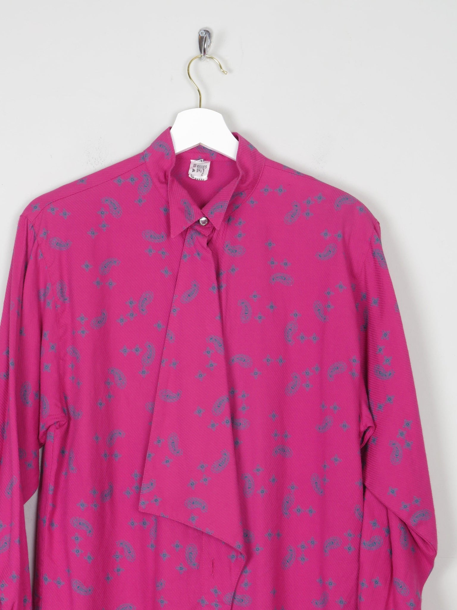 Women's Cerise Pink Long Sleeved Paisley Blouse S - The Harlequin