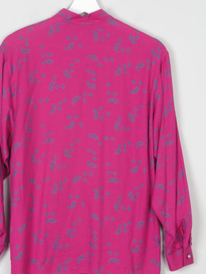 Women's Cerise Pink Long Sleeved Paisley Blouse S - The Harlequin