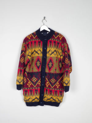 Women's Colourful Vintage Cardigan Lined  M/L - The Harlequin