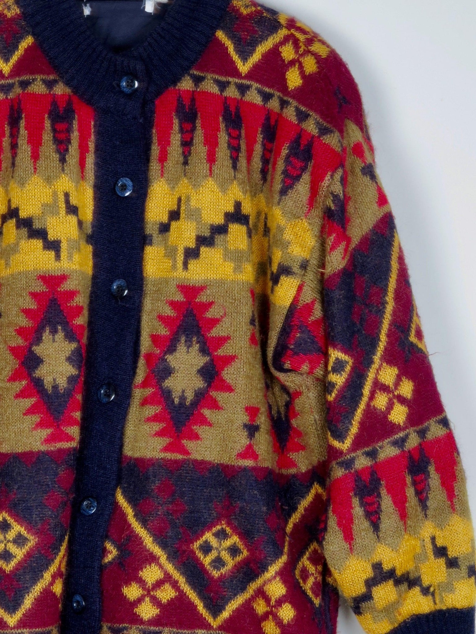 Women's Colourful Vintage Cardigan Lined  M/L - The Harlequin