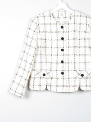 Women’s Cream Vintage Check Tweed Jacket L - The Harlequin