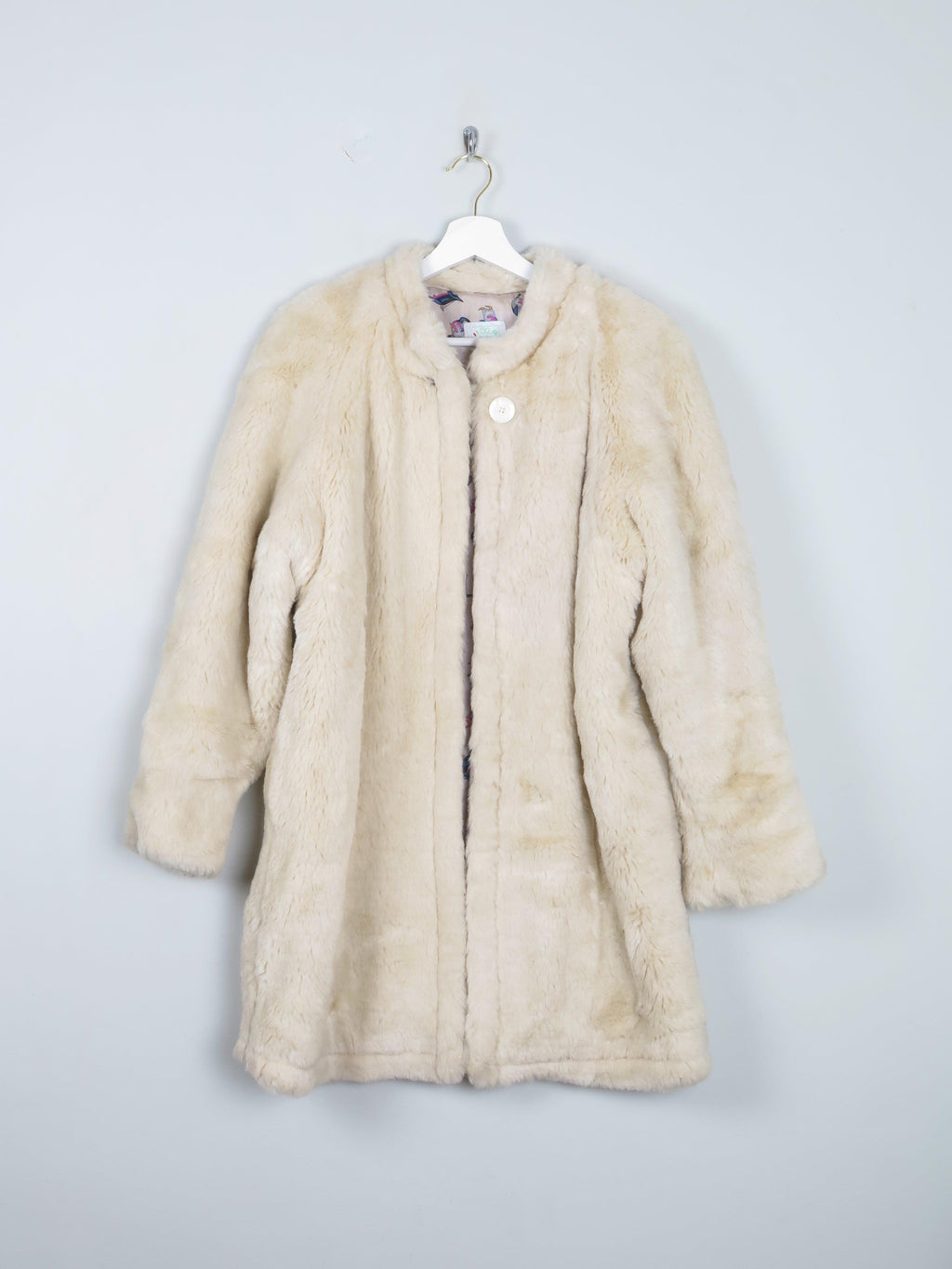 Women's Cream Vintage Faux Fur Short Coat S/M - The Harlequin