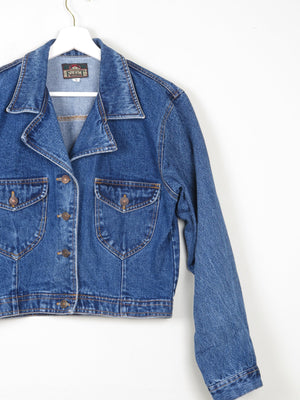 Women's Indigo Blue Vintage Fitted Cropped Denim Jacket S/M - The Harlequin