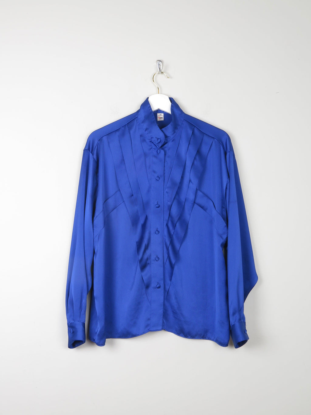 Women's Electric Blue Satin Blouse S/M - The Harlequin