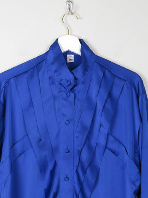 Women's Electric Blue Satin Blouse S/M - The Harlequin