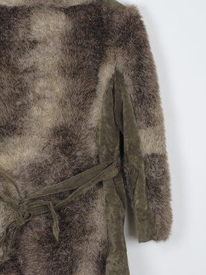 Women’s Green & Brown 1970s Printed Faux Fur Zip Up Jacket 10/12 - The Harlequin