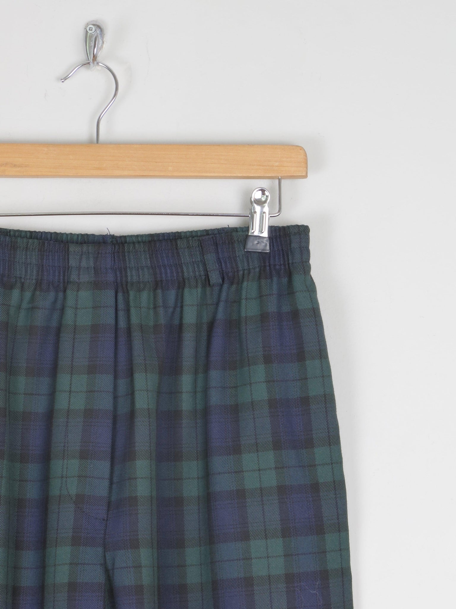 Women's Green & Navy Check Tartan Vintage Trousers 28-30 - The Harlequin
