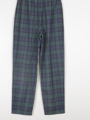 Women's Green & Navy Check Tartan Vintage Trousers 28-30 - The Harlequin