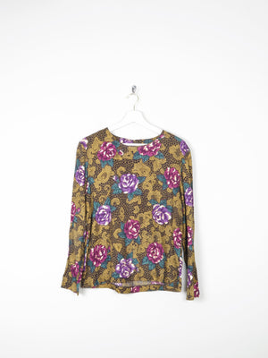 Women's Green & Pink Floral Printed Blouse M - The Harlequin