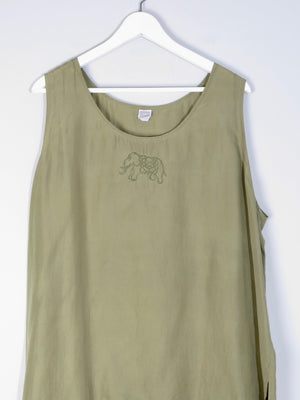 Green Silk Vintage Vest Top XL - The Harlequin