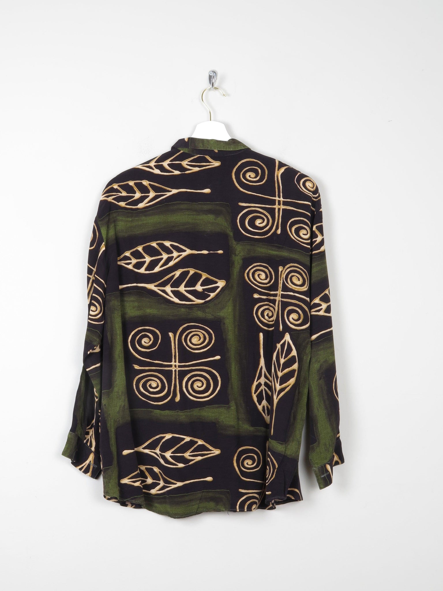Women’s Green Vintage Printed Blouse With Collar S/M - The Harlequin