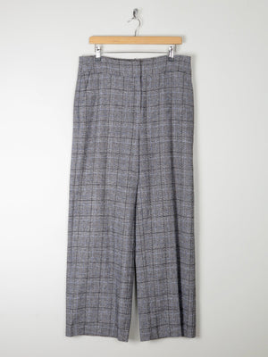 Women's Grey & Blue Wool Trousers L 34" - The Harlequin