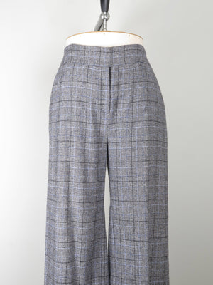 Women's Grey & Blue Wool Trousers L 34" - The Harlequin