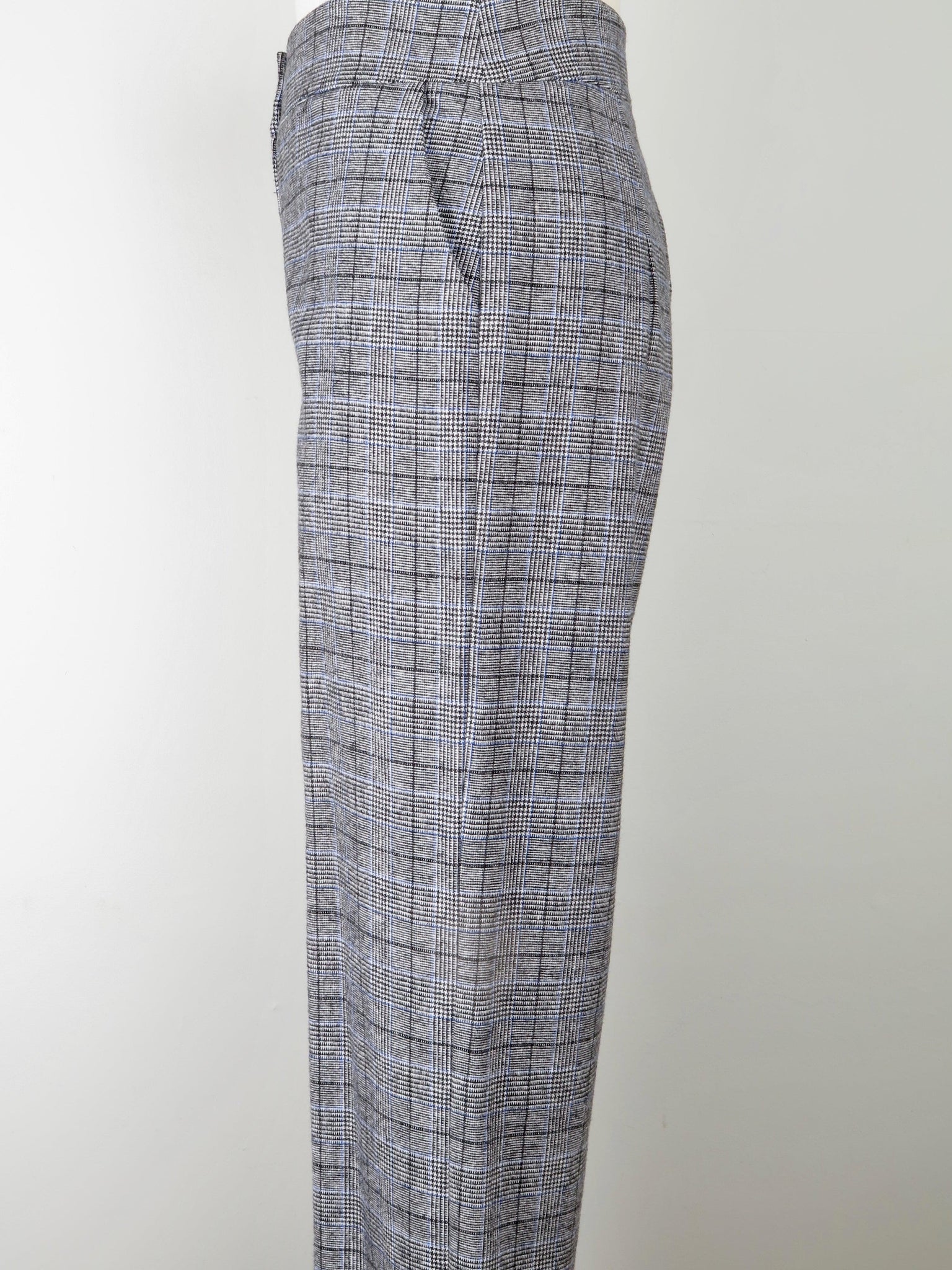 Women's Grey & Blue Wool Trousers L 34" - The Harlequin