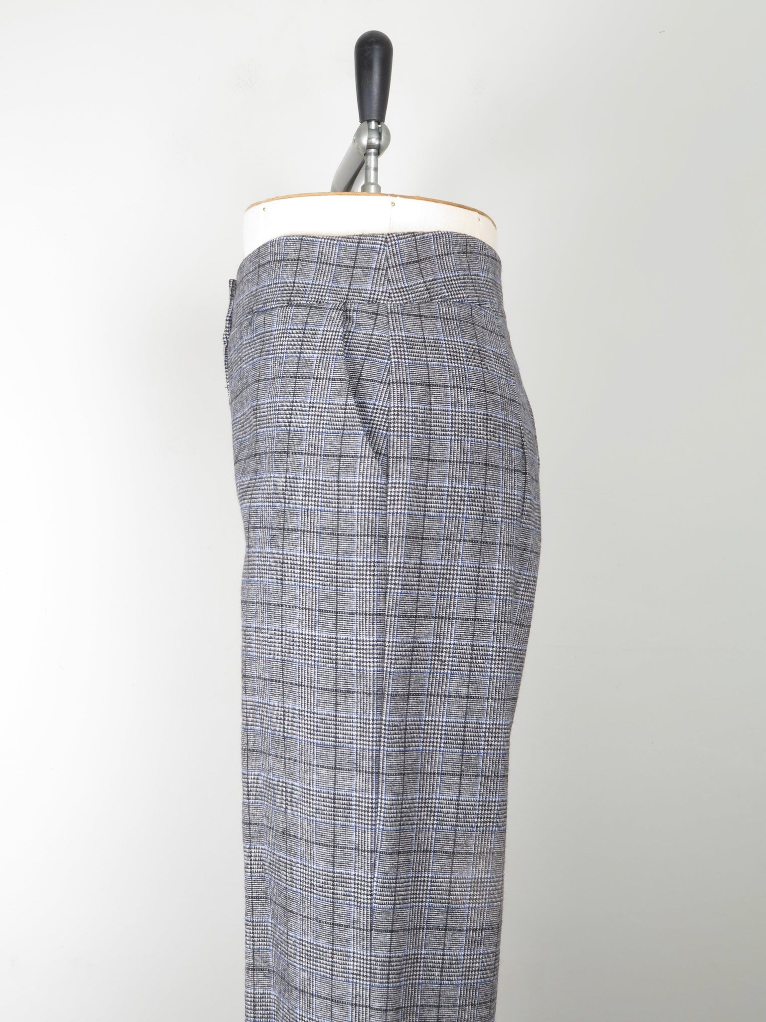 Women's Grey & Blue Wool Trousers L 34" - The Harlequin