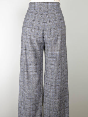 Women's Grey & Blue Wool Trousers L 34" - The Harlequin